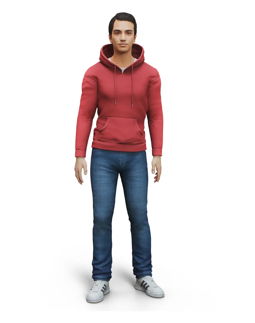 3D avatar in a hoodie generated from a single selfie by the Avatar SDK AI