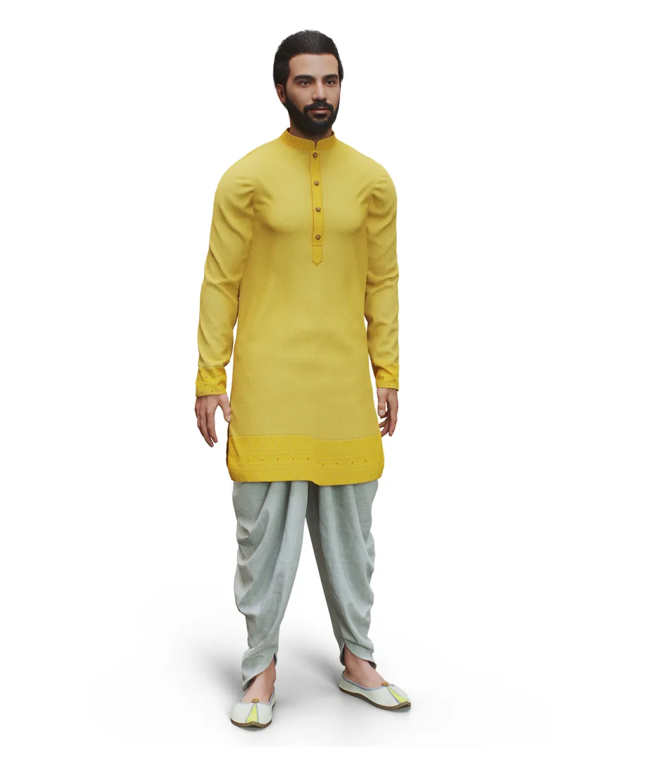 Full-body 3D avatar in a kurta, created online in the browser with MetaPerson Creator